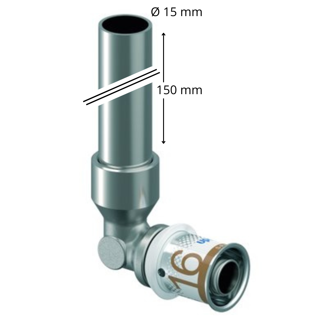 Uponor S-Press PLUS Knie Messing 90° 16×15 mm (1070650) – messing persfitting voor haakse buisaansluitingen, OnlineGO