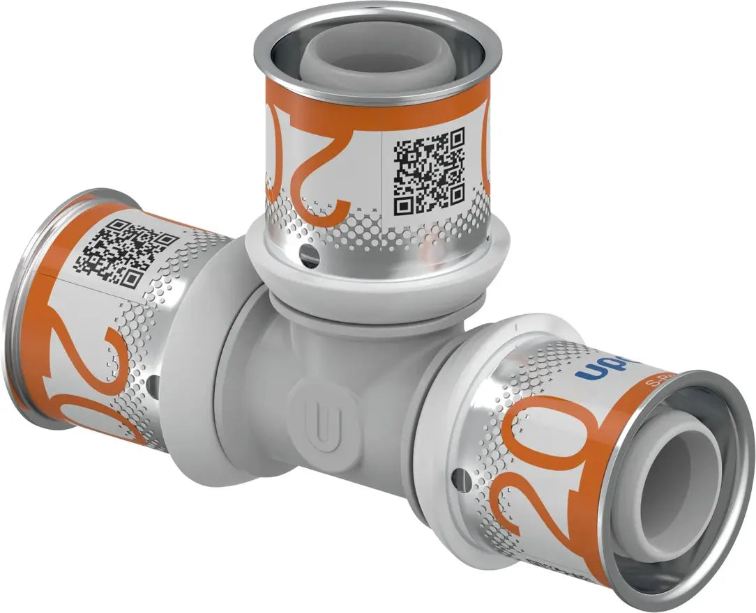 Uponor S-Press PLUS T-Stuk 20×20×20 mm (1039945) – messing T-koppeling voor aftakkingen in leidinginstallaties, OnlineGO