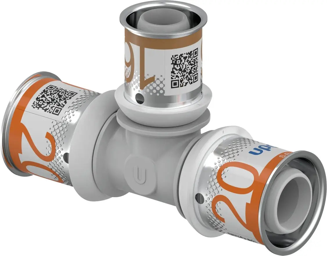 Uponor S-Press PLUS T-Stuk 20×16×20 mm (1039950) – messing T-fitting voor aftakkingen in leidingsystemen, OnlineGO