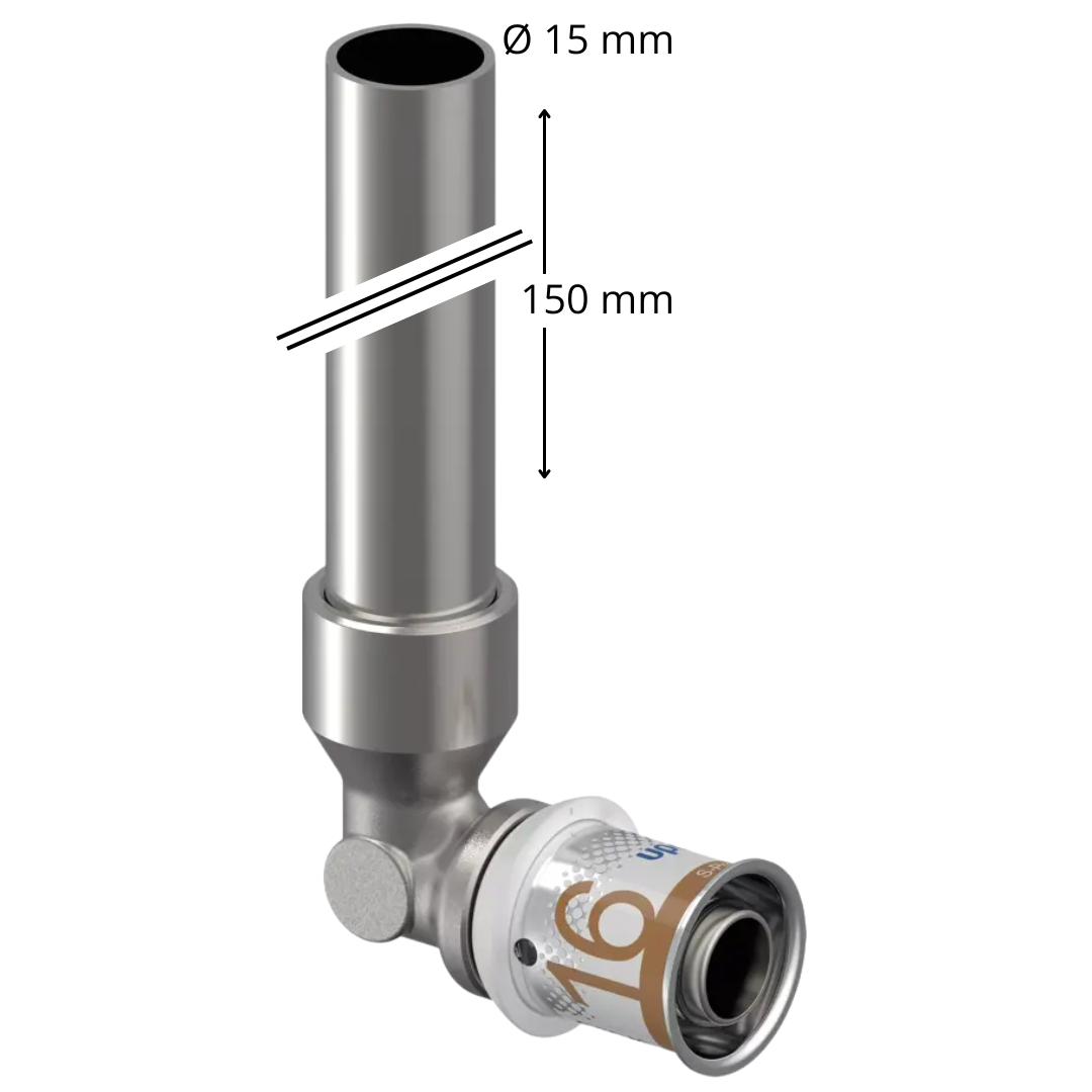 Uponor S-Press PLUS Knie Messing 90° 16×15 mm (1070650) – messing persfitting voor haakse buisaansluitingen, OnlineGO