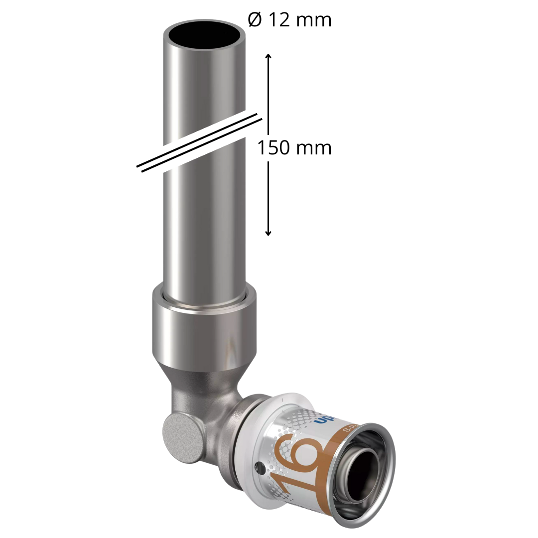 Uponor S-Press PLUS Knie Messing 90° – 16×12 mm (1070651) – duurzame messing persfitting voor scherpe bochtverbindingen, OnlineGO