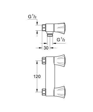 Zijaanzicht GROHE Costa L douchekraan 26345001 – tweegreeps design en StarLight chroom