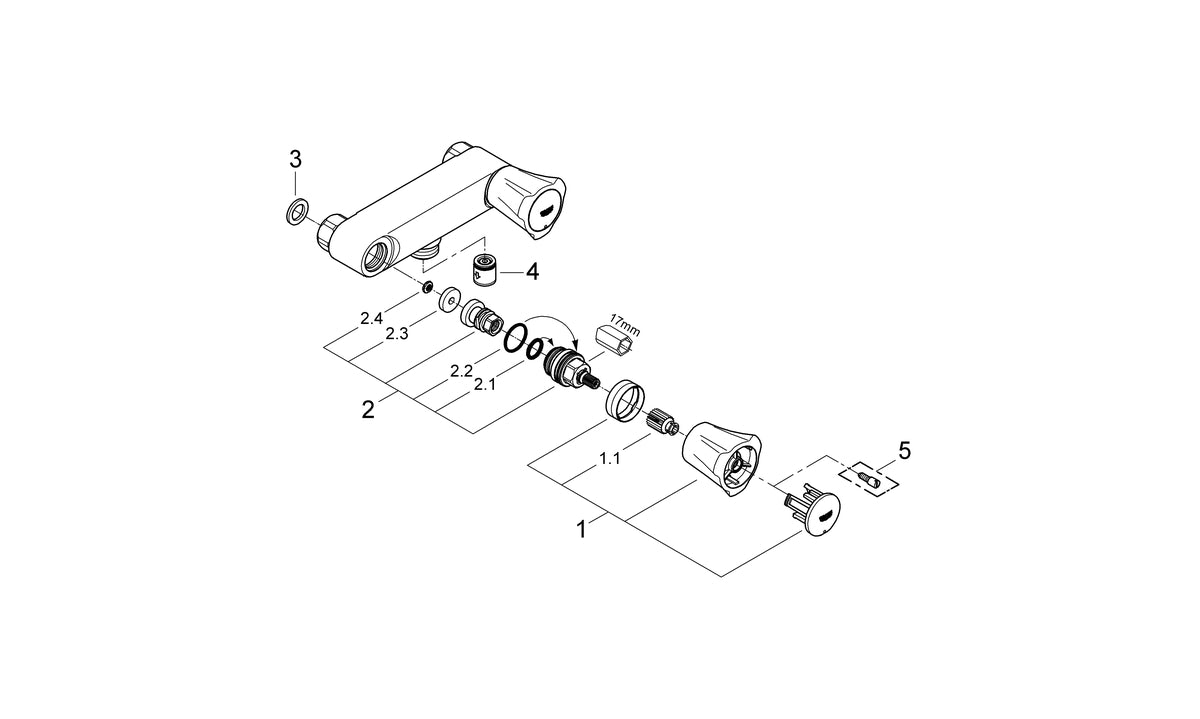 Montagebeeld GROHE Costa L douchekraan 120 mm hartafstand 26345001 – installatievoorbeeld bij OnlineGo.nl