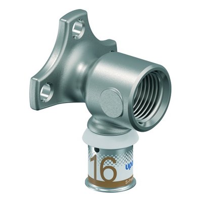 Uponor S-Press PLUS Muurplaat Laag 16×½ BI (1070639) – compacte messing muurplaat met ronde flens, OnlineGO