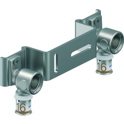 Uponor S-Press PLUS Gemini 16×1/2BI 150 mm – dubbele messing muurplaat voor kranen, OnlineGO