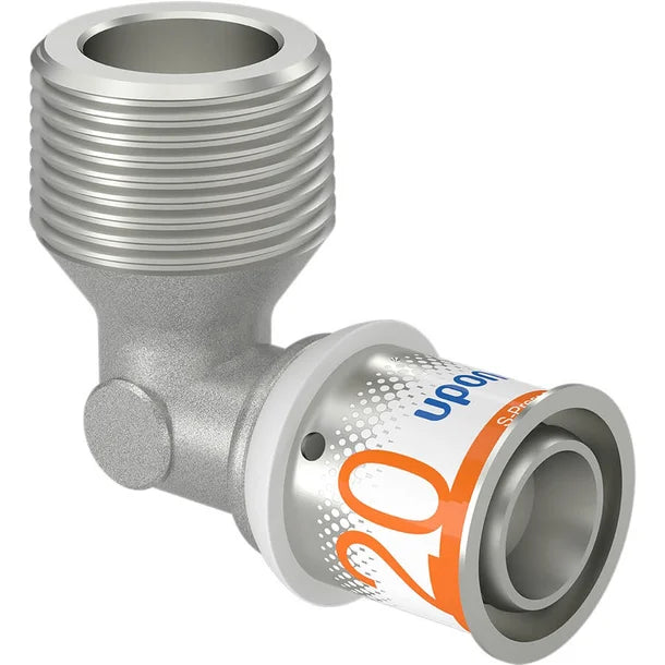 Uponor S-Press PLUS knie 90 graden buitendraad 20-R3/4 MT (1070534) messing (DZR) perskoppeling met RVS-pershuls en EPDM-afdichting – OnlineGO
