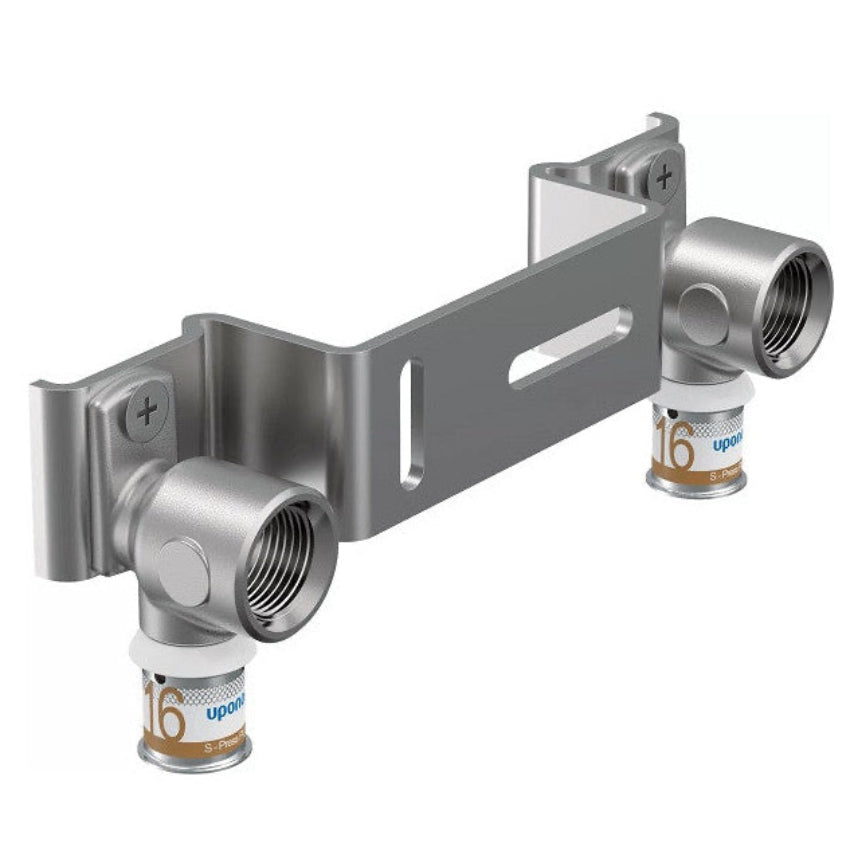 Uponor S-Press PLUS Gemini 16×1/2BI 150 mm – dubbele messing muurplaat voor kranen, OnlineGO