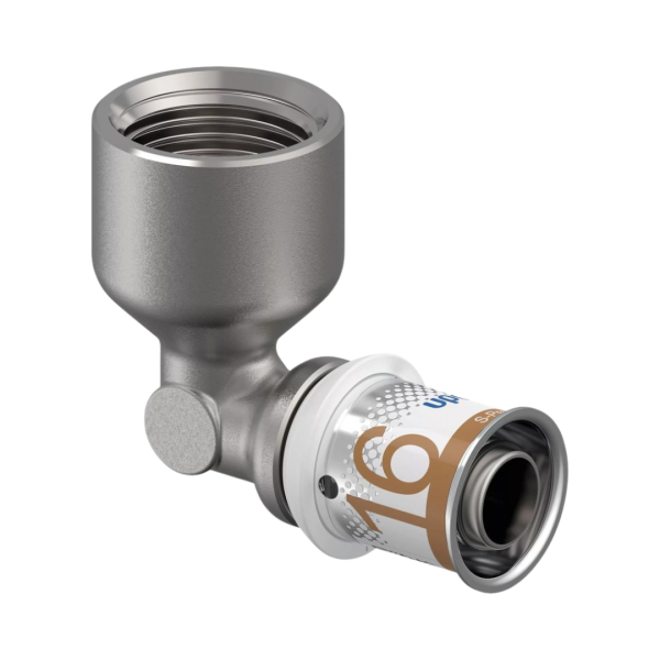 Uponor Knie 90° 16mm pers × ½" binnendraad