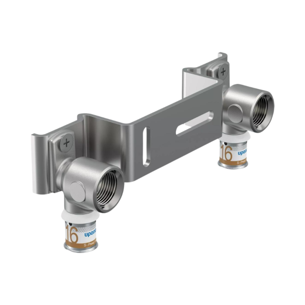 Uponor Dubbele muurplaat 16mm pers × ½" binnendraad – 150mm